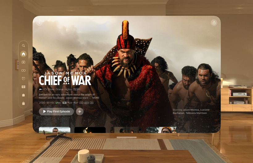 The Apple TV experience on Apple Vision Pro showing the series Chief of War