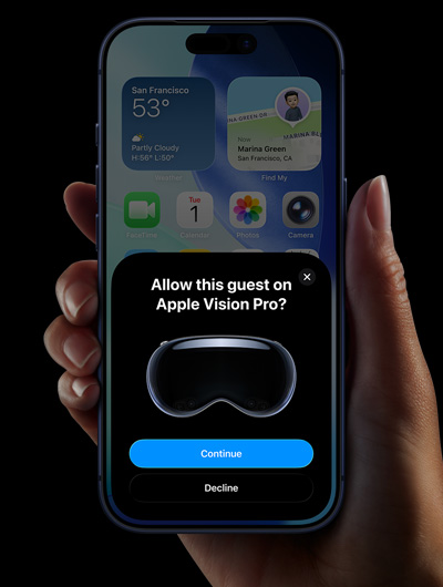 Allowing a guest onto Apple Vision Pro from an iPhone using View Mirroring
