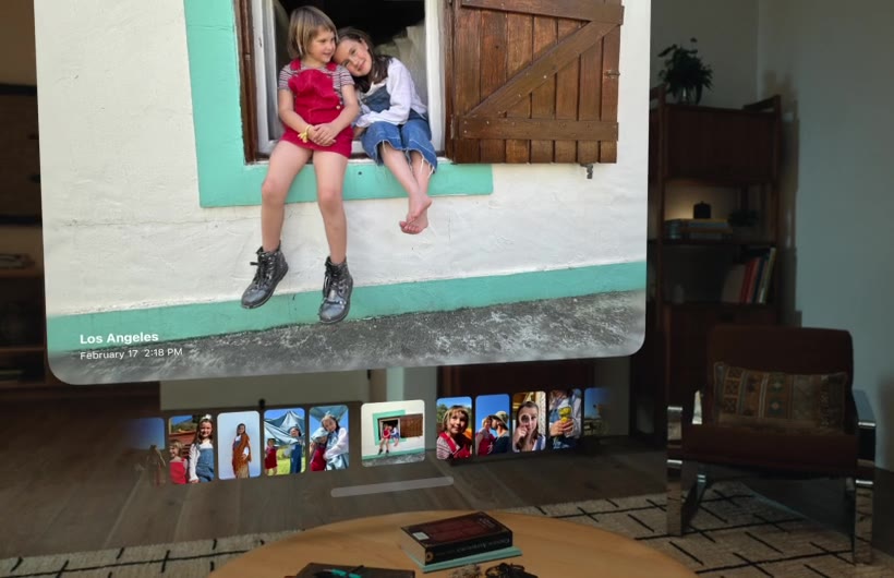 A spatial photo expanded to show its depth in Apple Vision Pro