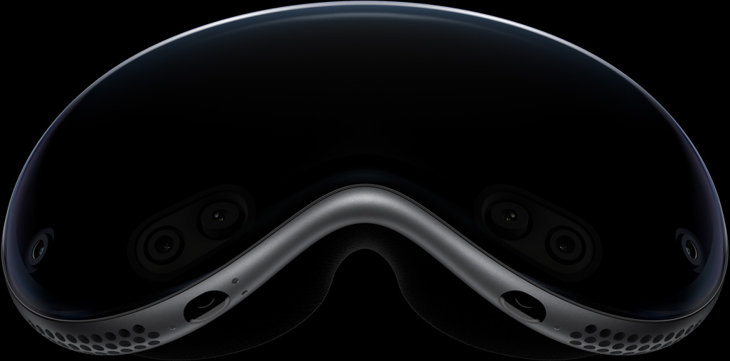 External view of Apple Vision Pro showing the array of cameras and sensors